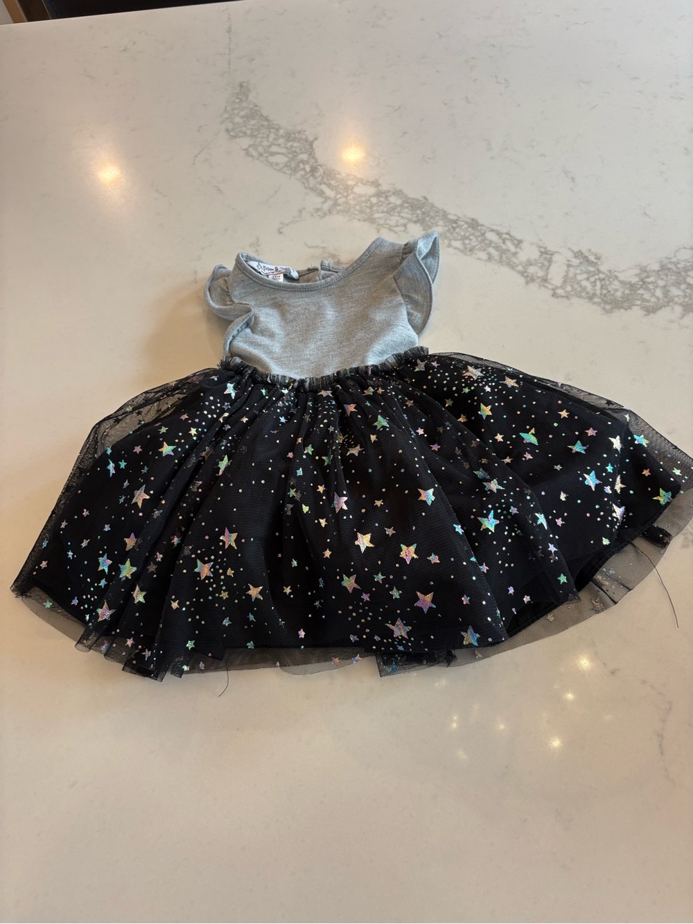 Pippa & Julie Black Star Tulle Dress with Silver Top